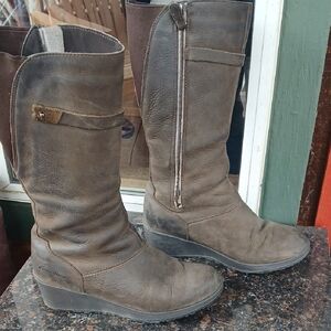 Eddie Bauer Dark Brown Leather Winter Boots
